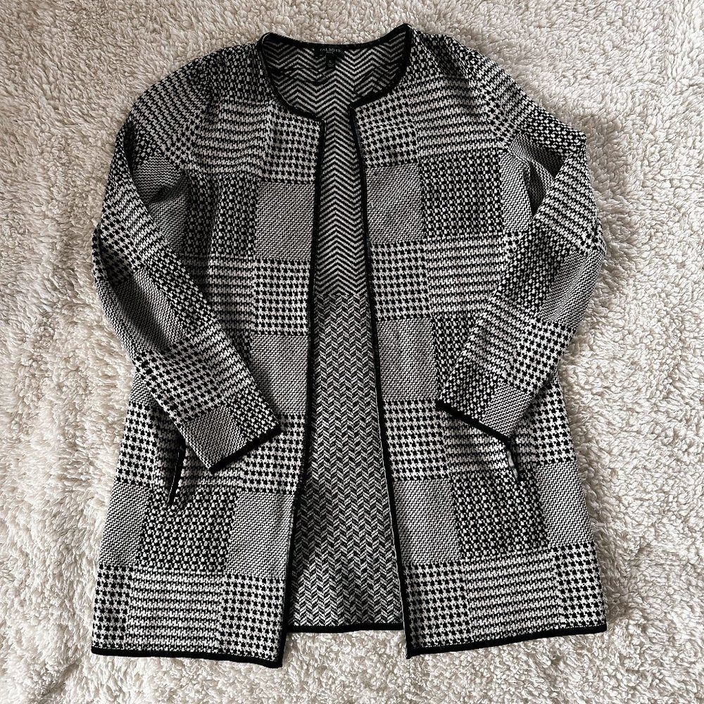 Women's Talbot Checkered Open Front Cardigan NWOT